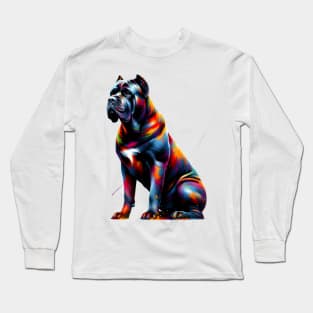 Dynamic Colorful Splash Cane Corso Majestic Portrait Long Sleeve T-Shirt